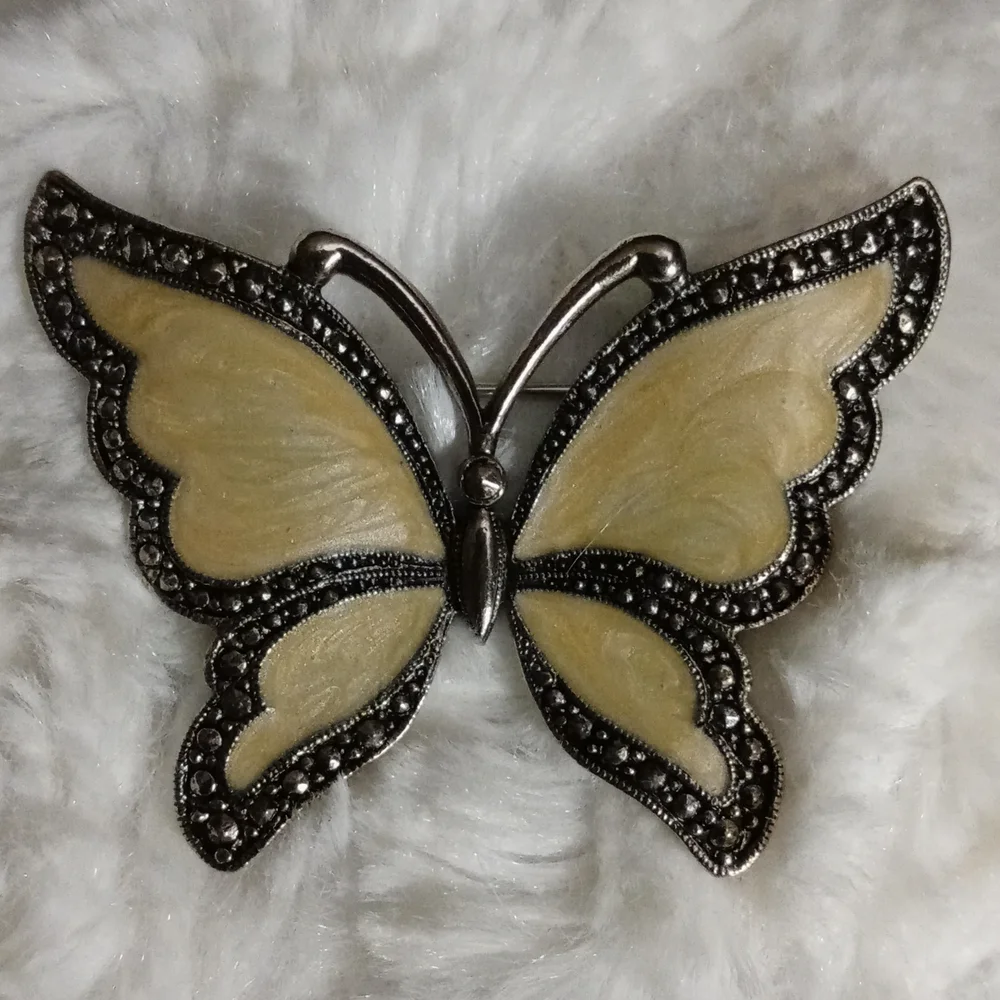 Vintage Avon Butterfly Brooch and Clip On Earring Enamel set